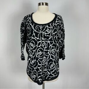 Anthropologie Moth rose pattern sweater